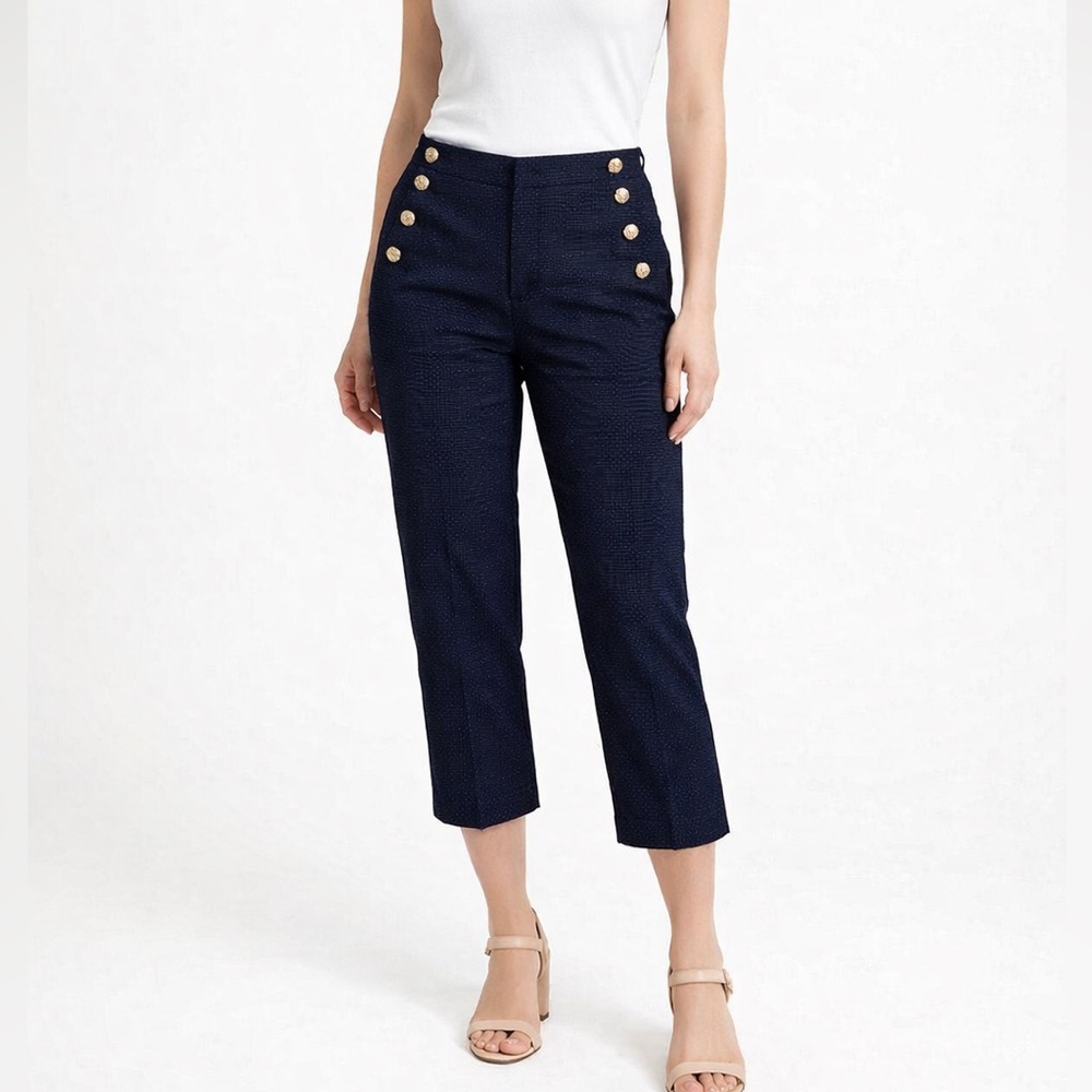 Banana Republic NWT dark blue ankle trousers pants sz 2P pin dot